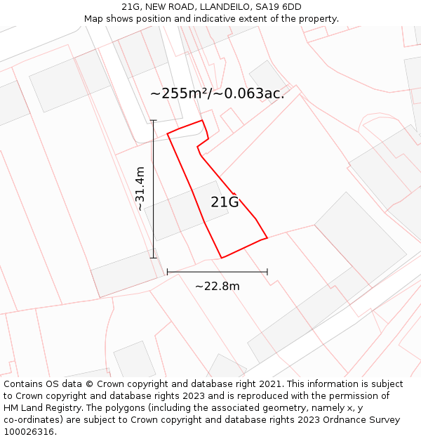21G, NEW ROAD, LLANDEILO, SA19 6DD: Plot and title map
