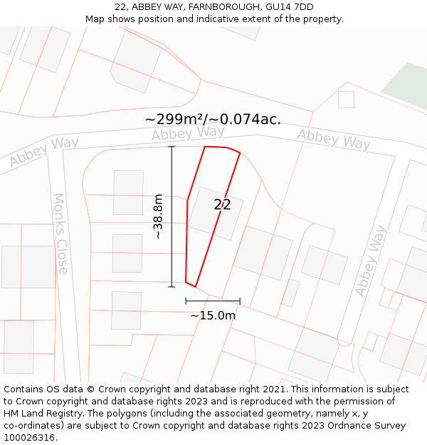 22, ABBEY WAY, FARNBOROUGH, GU14 7DD: Plot and title map