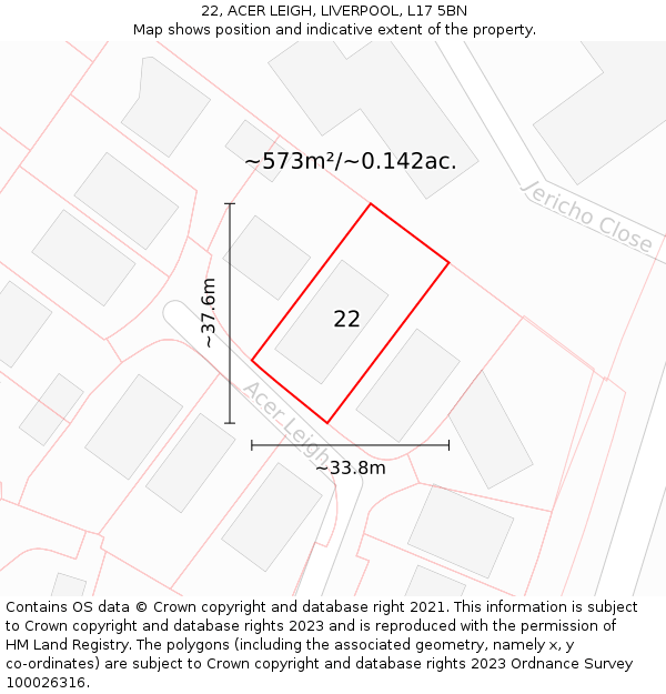 22, ACER LEIGH, LIVERPOOL, L17 5BN: Plot and title map