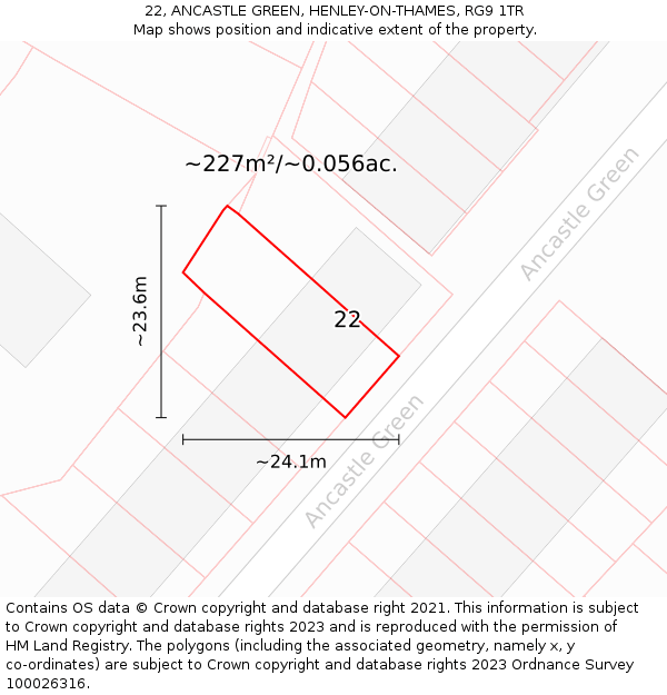 22, ANCASTLE GREEN, HENLEY-ON-THAMES, RG9 1TR: Plot and title map