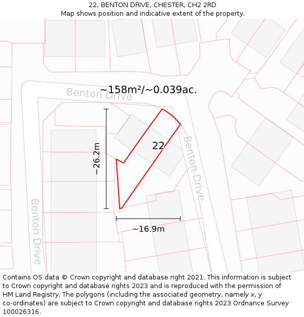 22, BENTON DRIVE, CHESTER, CH2 2RD: Plot and title map