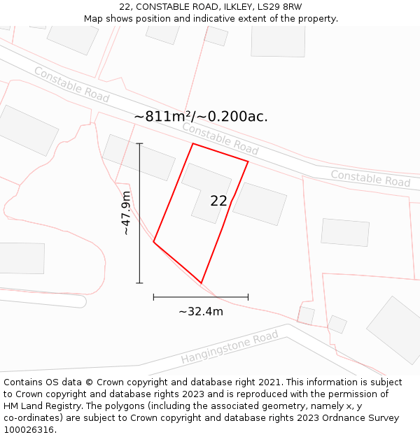 22, CONSTABLE ROAD, ILKLEY, LS29 8RW: Plot and title map