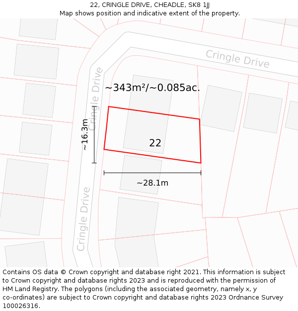 22, CRINGLE DRIVE, CHEADLE, SK8 1JJ: Plot and title map