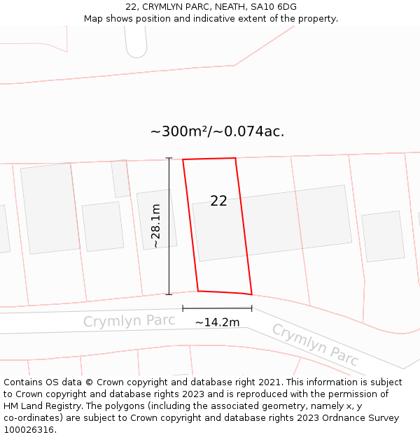 22, CRYMLYN PARC, NEATH, SA10 6DG: Plot and title map