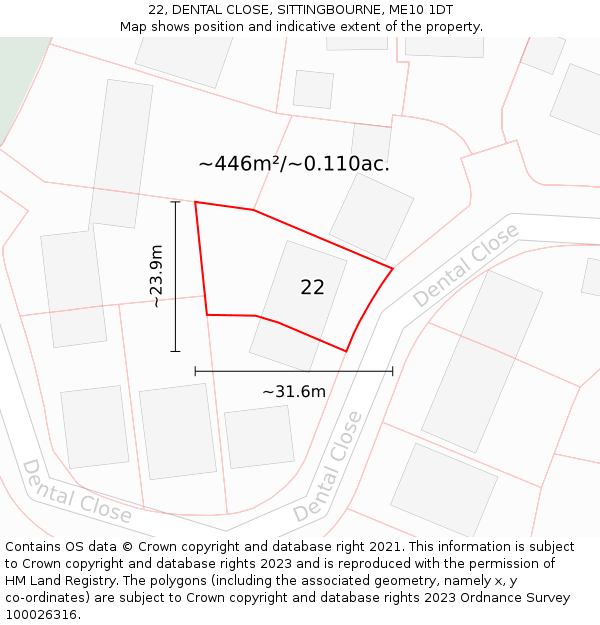 22, DENTAL CLOSE, SITTINGBOURNE, ME10 1DT: Plot and title map