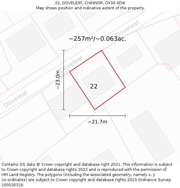 22, DOVELEAT, CHINNOR, OX39 4DW: Plot and title map