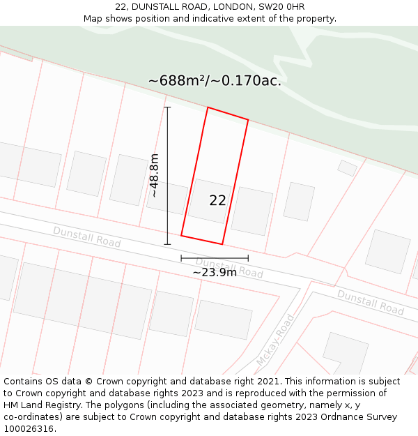 22, DUNSTALL ROAD, LONDON, SW20 0HR: Plot and title map