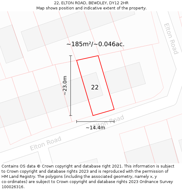 22, ELTON ROAD, BEWDLEY, DY12 2HR: Plot and title map