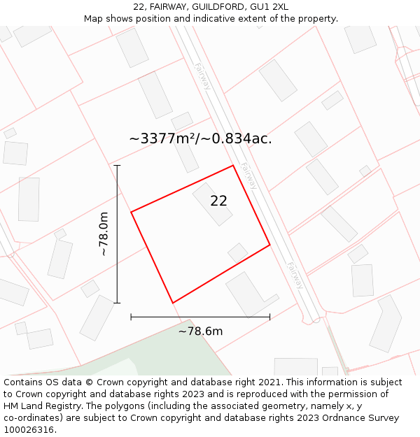 22, FAIRWAY, GUILDFORD, GU1 2XL: Plot and title map