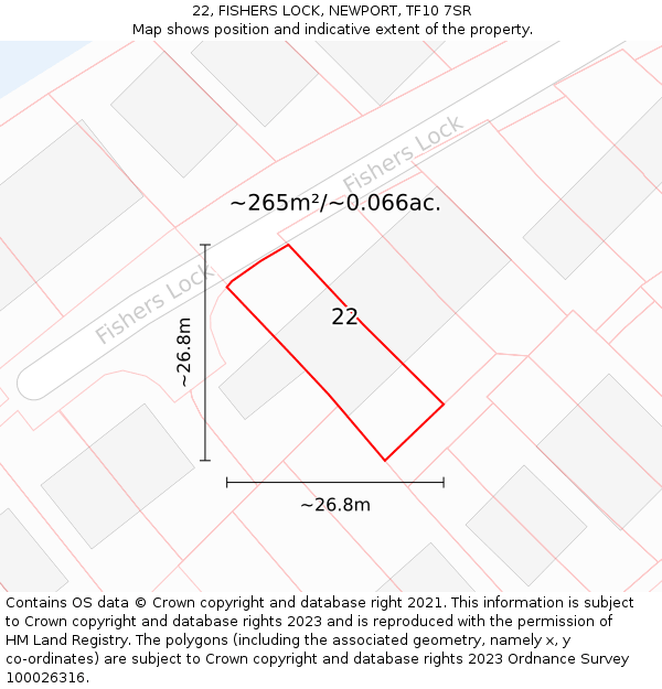 22, FISHERS LOCK, NEWPORT, TF10 7SR: Plot and title map
