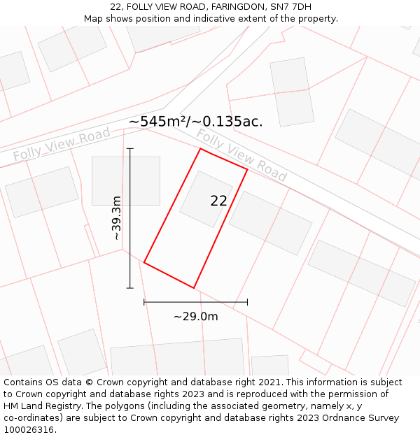 22, FOLLY VIEW ROAD, FARINGDON, SN7 7DH: Plot and title map