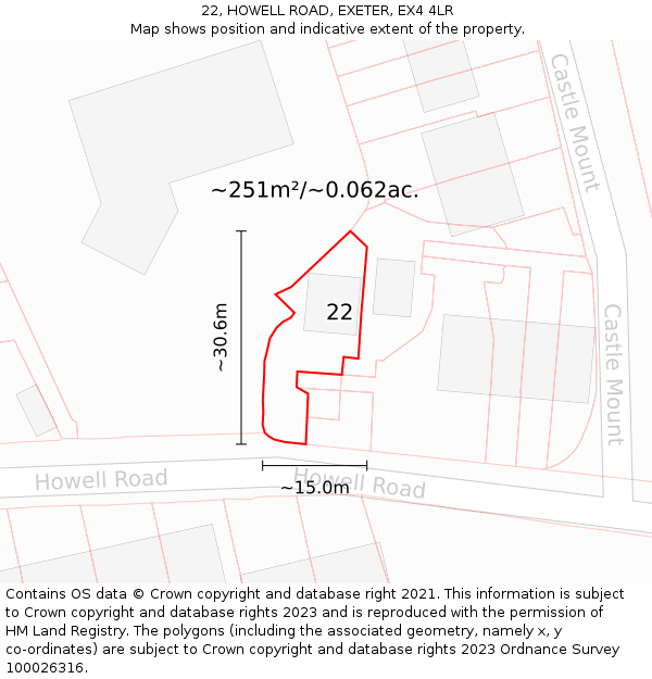 22, HOWELL ROAD, EXETER, EX4 4LR: Plot and title map