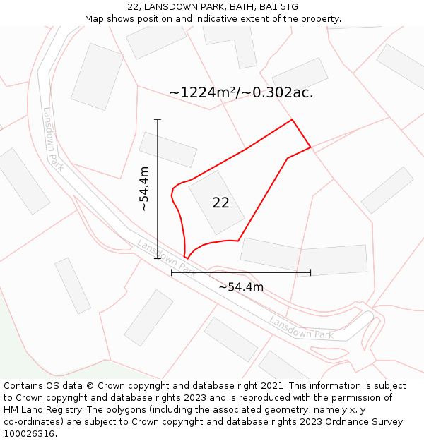 22, LANSDOWN PARK, BATH, BA1 5TG: Plot and title map