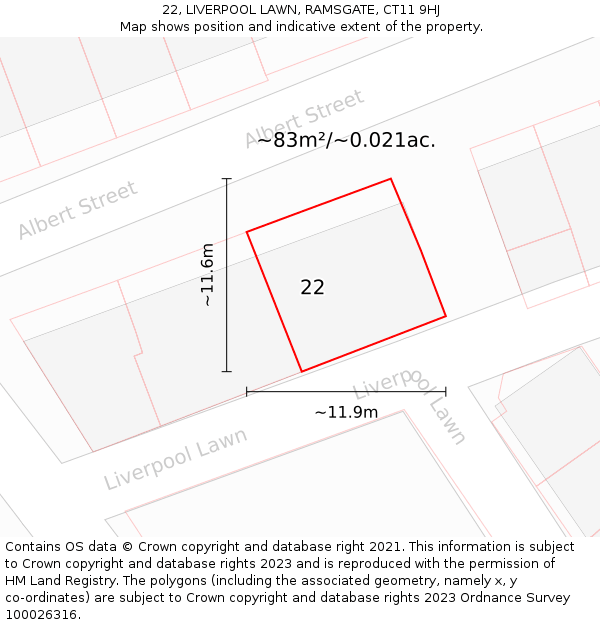 22, LIVERPOOL LAWN, RAMSGATE, CT11 9HJ: Plot and title map