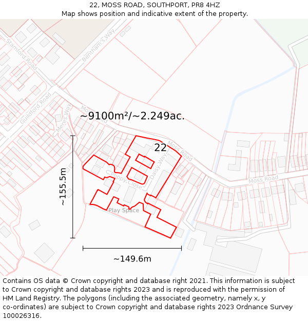 22, MOSS ROAD, SOUTHPORT, PR8 4HZ: Plot and title map