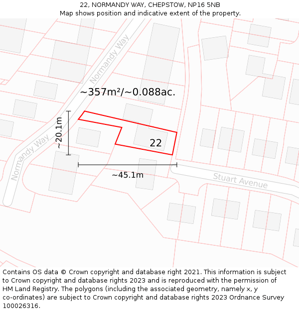 22, NORMANDY WAY, CHEPSTOW, NP16 5NB: Plot and title map