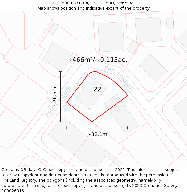 22, PARC LOKTUDI, FISHGUARD, SA65 9AF: Plot and title map