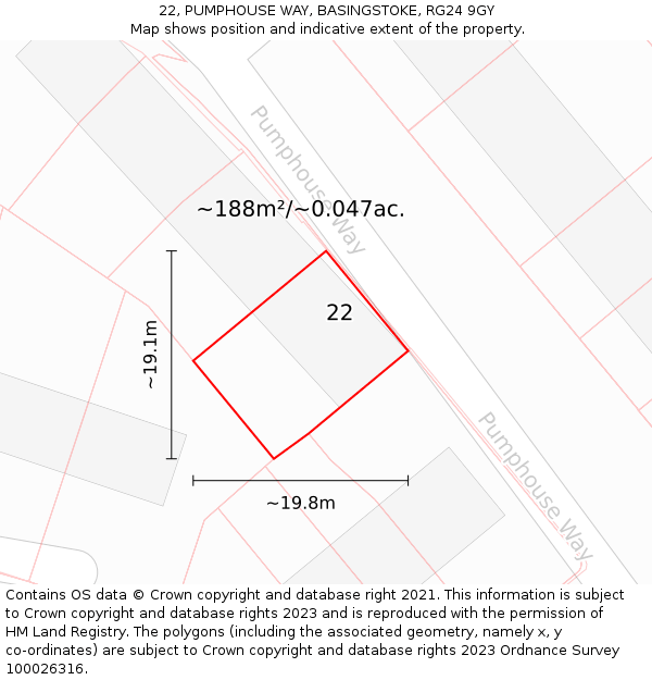 22, PUMPHOUSE WAY, BASINGSTOKE, RG24 9GY: Plot and title map