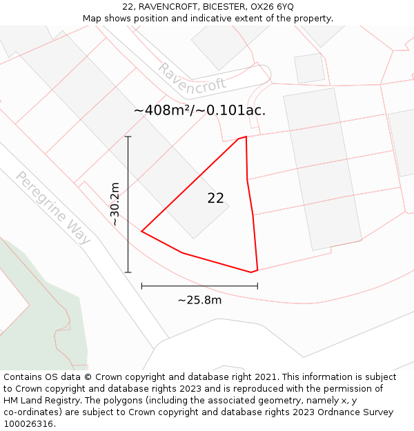 22, RAVENCROFT, BICESTER, OX26 6YQ: Plot and title map