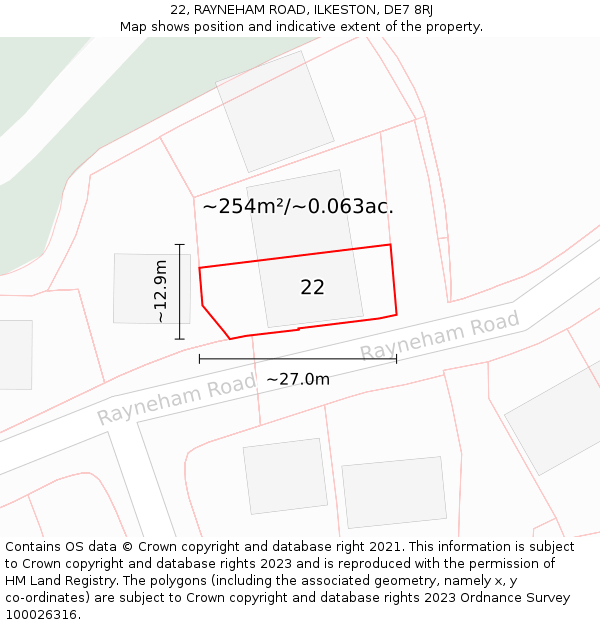 22, RAYNEHAM ROAD, ILKESTON, DE7 8RJ: Plot and title map