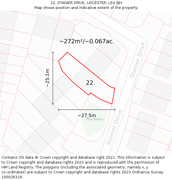 22, STANIER DRIVE, LEICESTER, LE4 9JH: Plot and title map