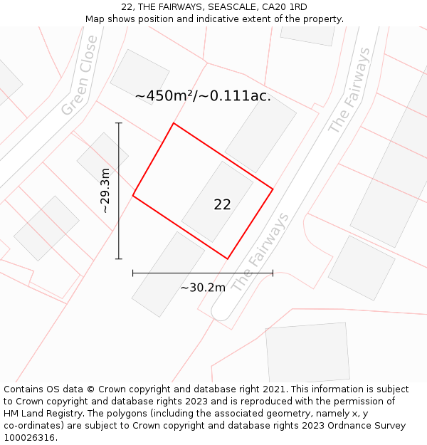 22, THE FAIRWAYS, SEASCALE, CA20 1RD: Plot and title map