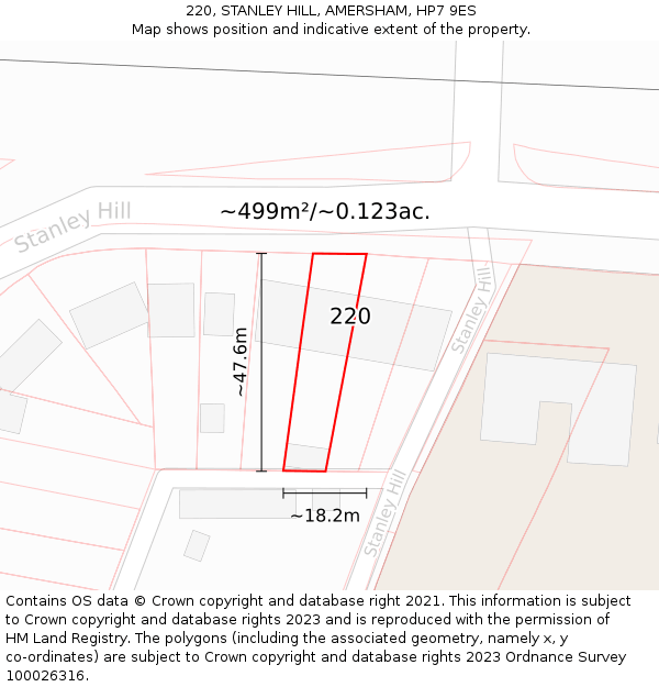 220, STANLEY HILL, AMERSHAM, HP7 9ES: Plot and title map