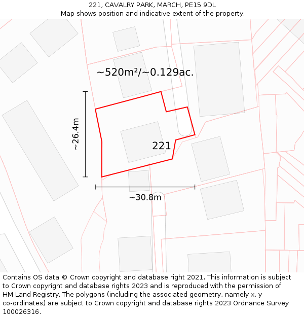 221, CAVALRY PARK, MARCH, PE15 9DL: Plot and title map