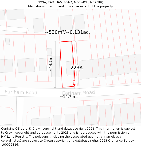 223A, EARLHAM ROAD, NORWICH, NR2 3RQ: Plot and title map