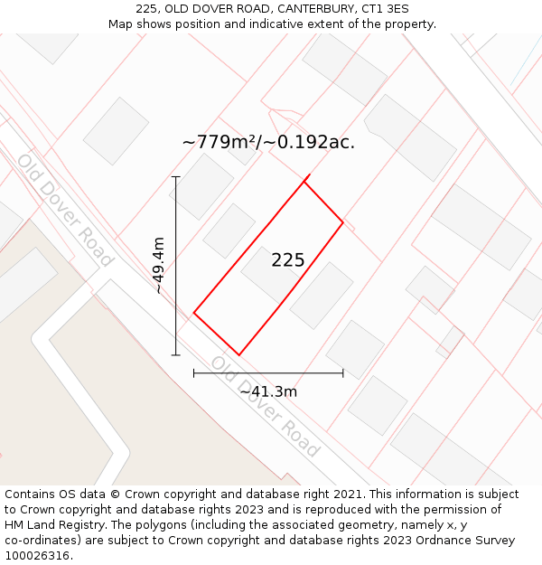 225, OLD DOVER ROAD, CANTERBURY, CT1 3ES: Plot and title map