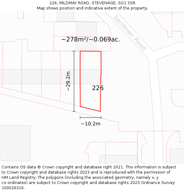 226, MILDMAY ROAD, STEVENAGE, SG1 5SR: Plot and title map