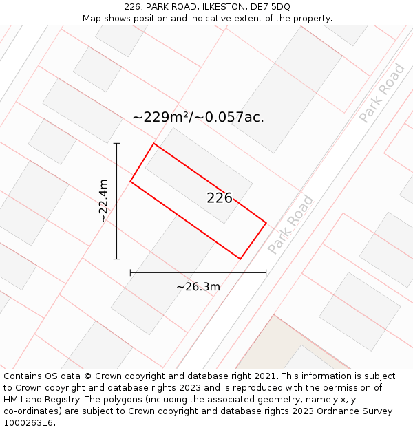 226, PARK ROAD, ILKESTON, DE7 5DQ: Plot and title map