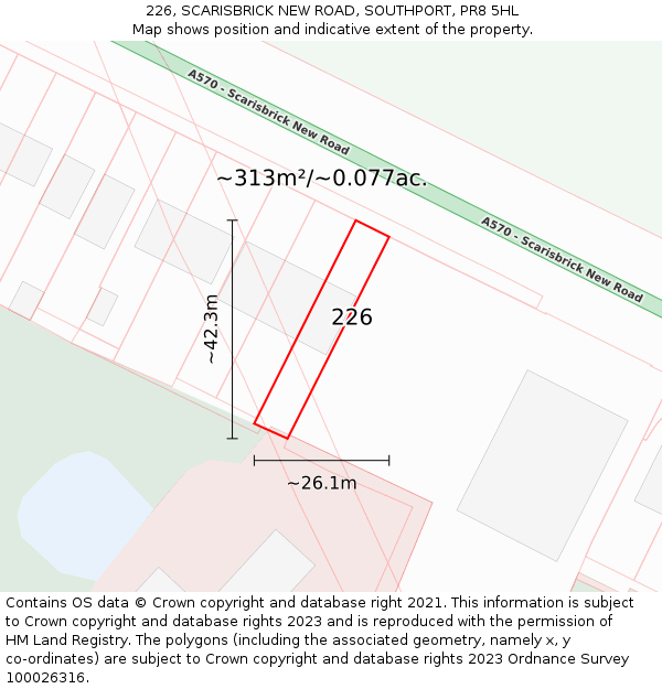 226, SCARISBRICK NEW ROAD, SOUTHPORT, PR8 5HL: Plot and title map