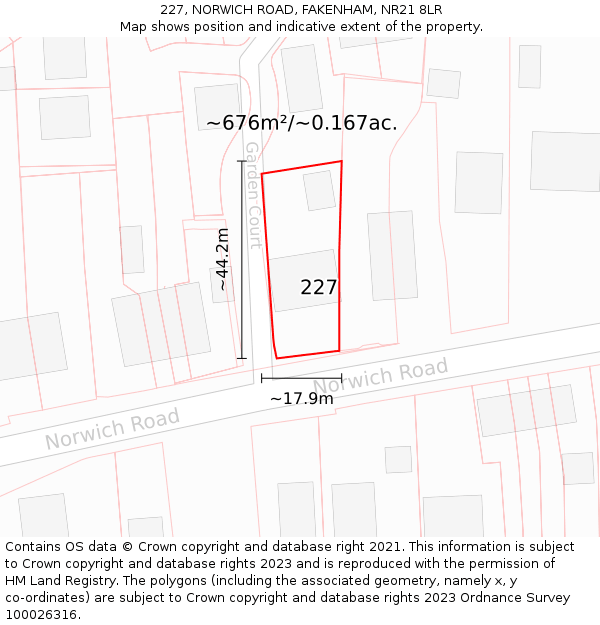 227, NORWICH ROAD, FAKENHAM, NR21 8LR: Plot and title map