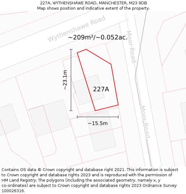 227A, WYTHENSHAWE ROAD, MANCHESTER, M23 9DB: Plot and title map