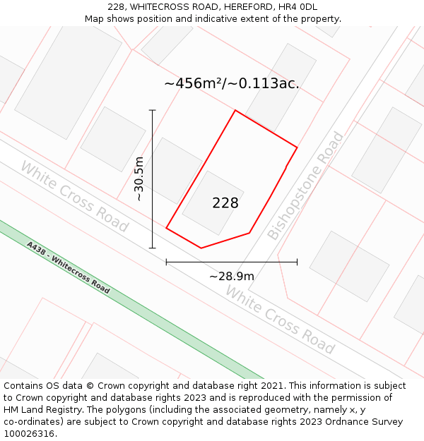 228, WHITECROSS ROAD, HEREFORD, HR4 0DL: Plot and title map