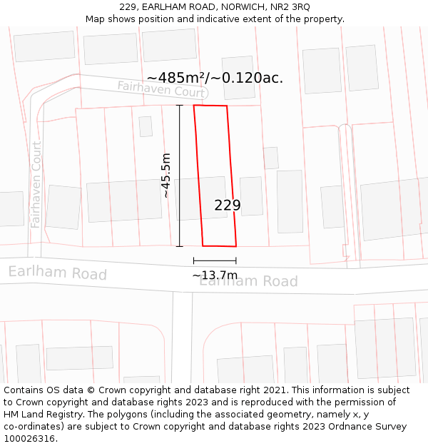 229, EARLHAM ROAD, NORWICH, NR2 3RQ: Plot and title map