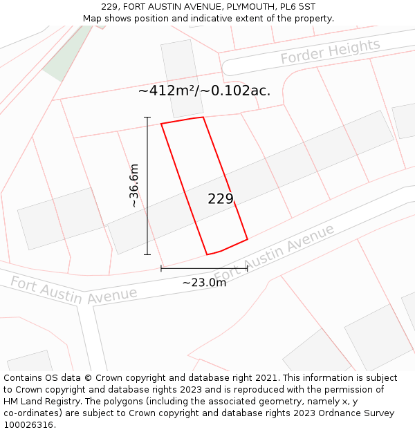 229, FORT AUSTIN AVENUE, PLYMOUTH, PL6 5ST: Plot and title map