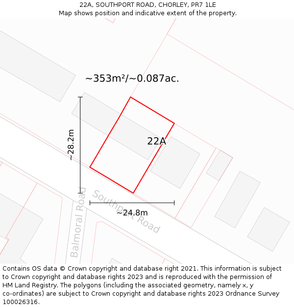 22A, SOUTHPORT ROAD, CHORLEY, PR7 1LE: Plot and title map