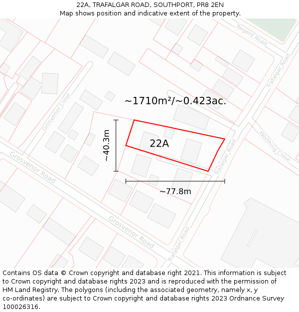 22A, TRAFALGAR ROAD, SOUTHPORT, PR8 2EN: Plot and title map