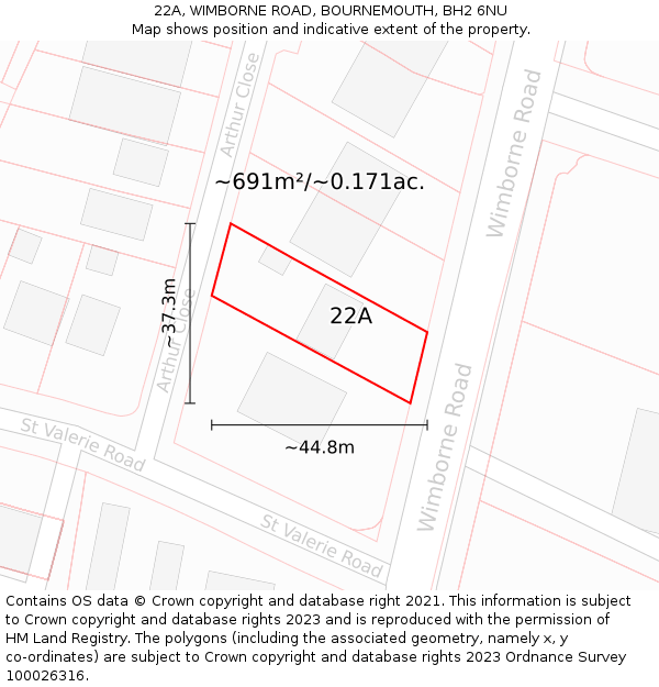 22A, WIMBORNE ROAD, BOURNEMOUTH, BH2 6NU: Plot and title map