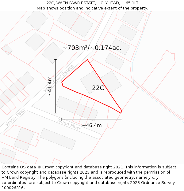 22C, WAEN FAWR ESTATE, HOLYHEAD, LL65 1LT: Plot and title map