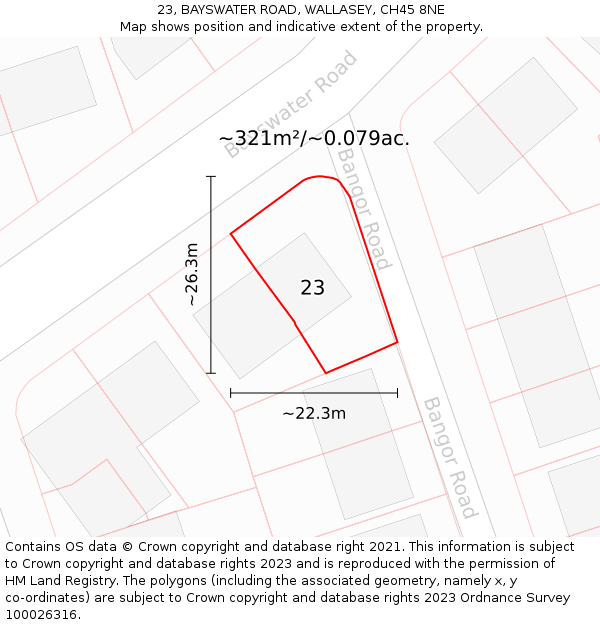 23, BAYSWATER ROAD, WALLASEY, CH45 8NE: Plot and title map