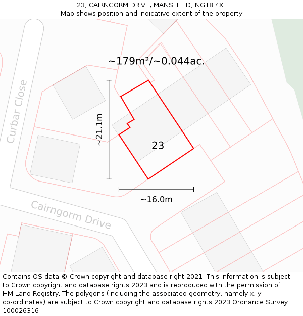 23, CAIRNGORM DRIVE, MANSFIELD, NG18 4XT: Plot and title map