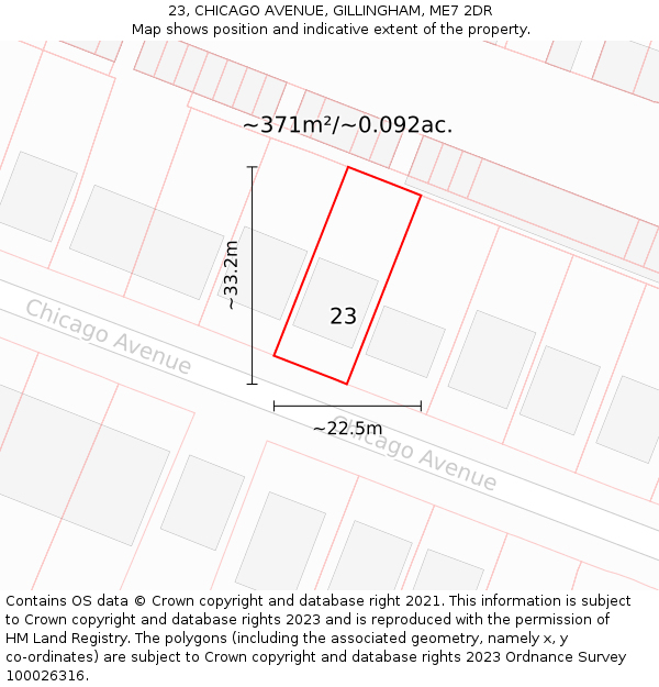 23, CHICAGO AVENUE, GILLINGHAM, ME7 2DR: Plot and title map