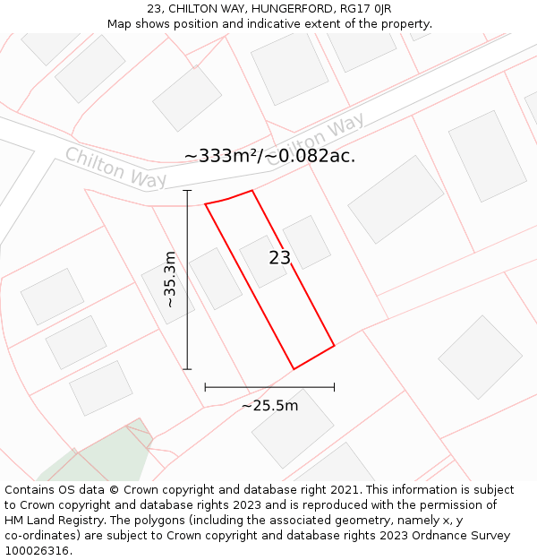 23, CHILTON WAY, HUNGERFORD, RG17 0JR: Plot and title map