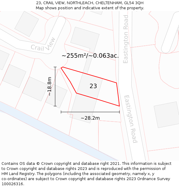 23, CRAIL VIEW, NORTHLEACH, CHELTENHAM, GL54 3QH: Plot and title map