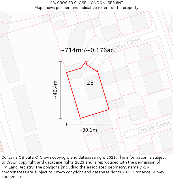 23, CROSIER CLOSE, LONDON, SE3 8NT: Plot and title map