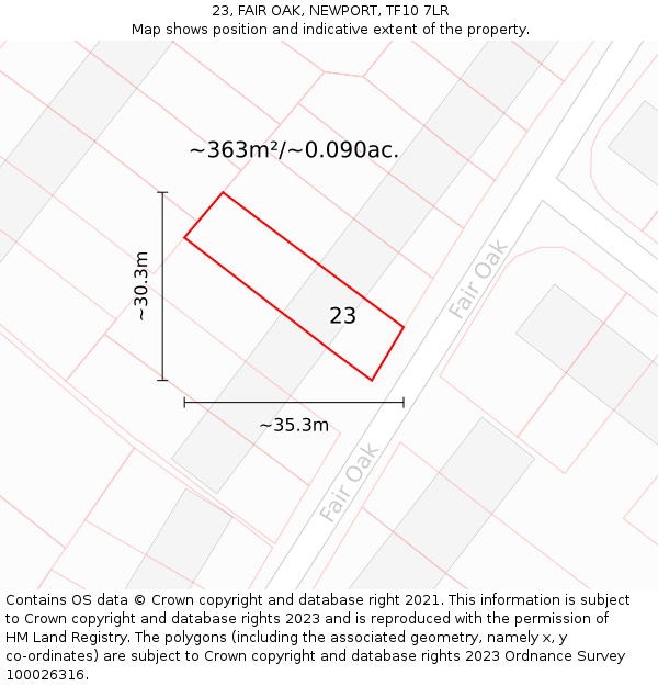 23, FAIR OAK, NEWPORT, TF10 7LR: Plot and title map