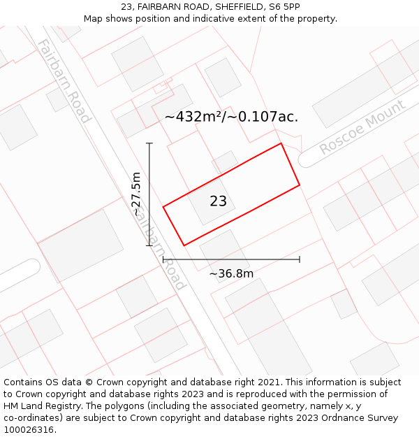 23, FAIRBARN ROAD, SHEFFIELD, S6 5PP: Plot and title map